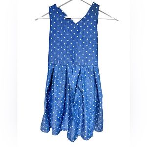 Star Sprinkled Chambray Blue Dress Criss-Cross Back Pull-On Size 14